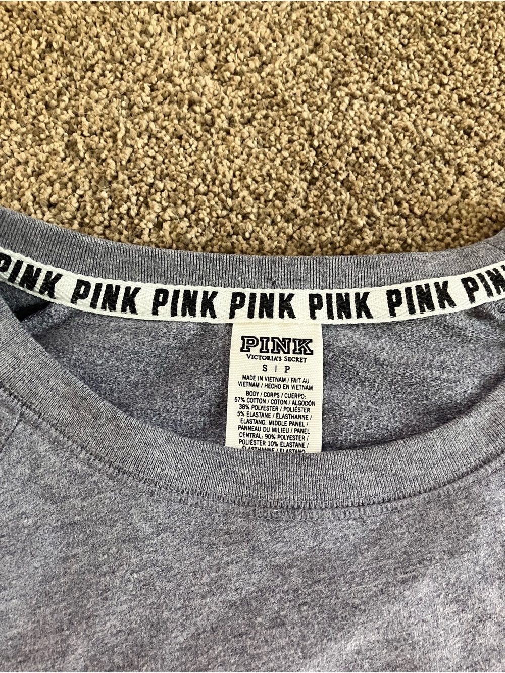 Victoria's Secret PINK Womens Colorblock Pullover - Pink, Gray, Black - Picture 3 of 5
